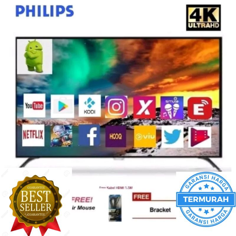 Promo PHILIPS 50PUT6002 LED SMART TV 50 INCH UHD 4K DVB-T2 ANDROID TV - PROMO Murah
