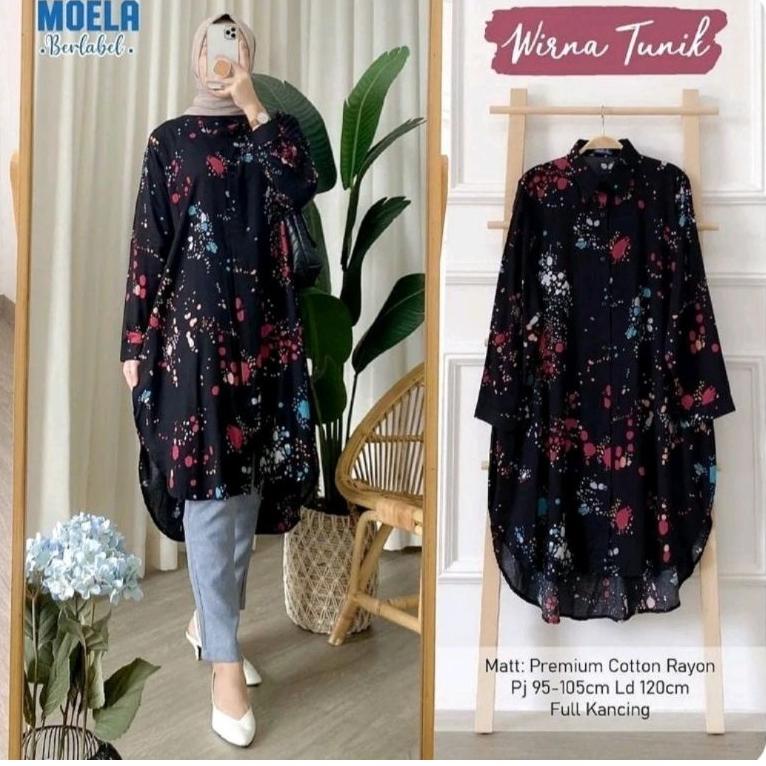 [PRODUK EGYB7] PROMO AVELA TUNIK KOMBINASI BRUKAT BROKAT MOTIF FLORAL FASHION WANITA 80W