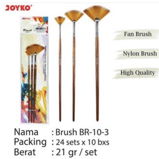 Fan Brush / Kuas Lukis Mewarnai bentuk Kipas Br-10-3 Br10 3 Joyko