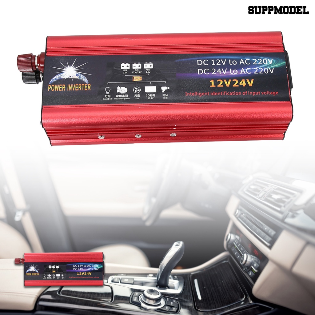 Adapter Converter Power Merah 6000W 12V / 24V Sensitivitas Tinggi Anti Karat Untuk Mobil