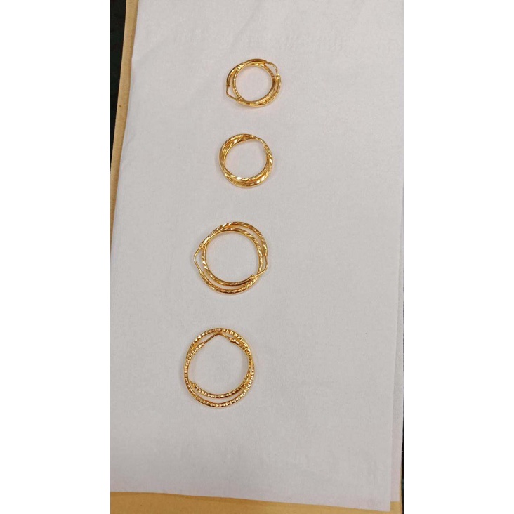 Anting Bulat Polos ukir Bisa Buat dewasa/Anak Perak Asli 925 Lapisan Emas Murni 24