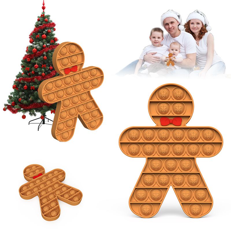 【Ready Stock！！！】Christmas Gingerbread Man Big Size Pop It Xmas Simple Dimple Stress Reliever Toy Christmas Gift