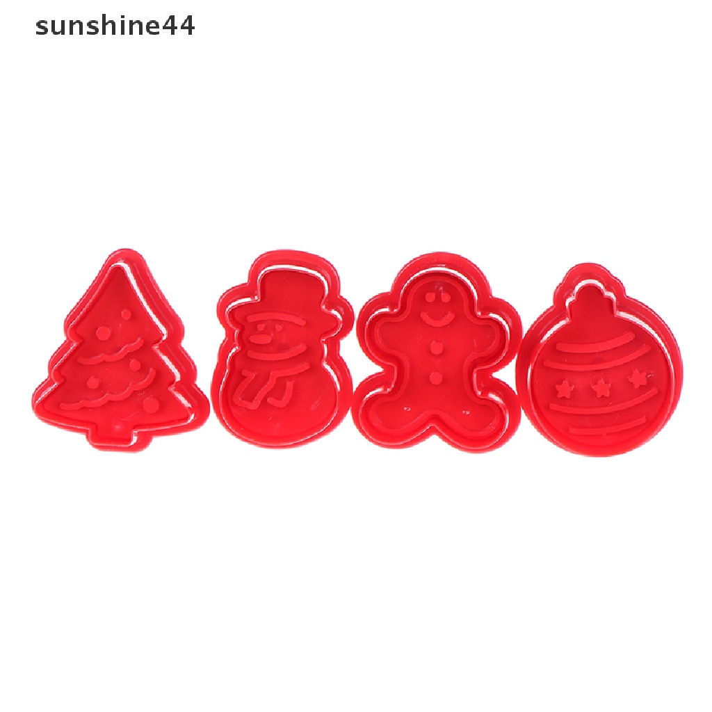 Sunshine 4pcs / set Cetakan Biskuit / Cookies 3d diy Tema Natal