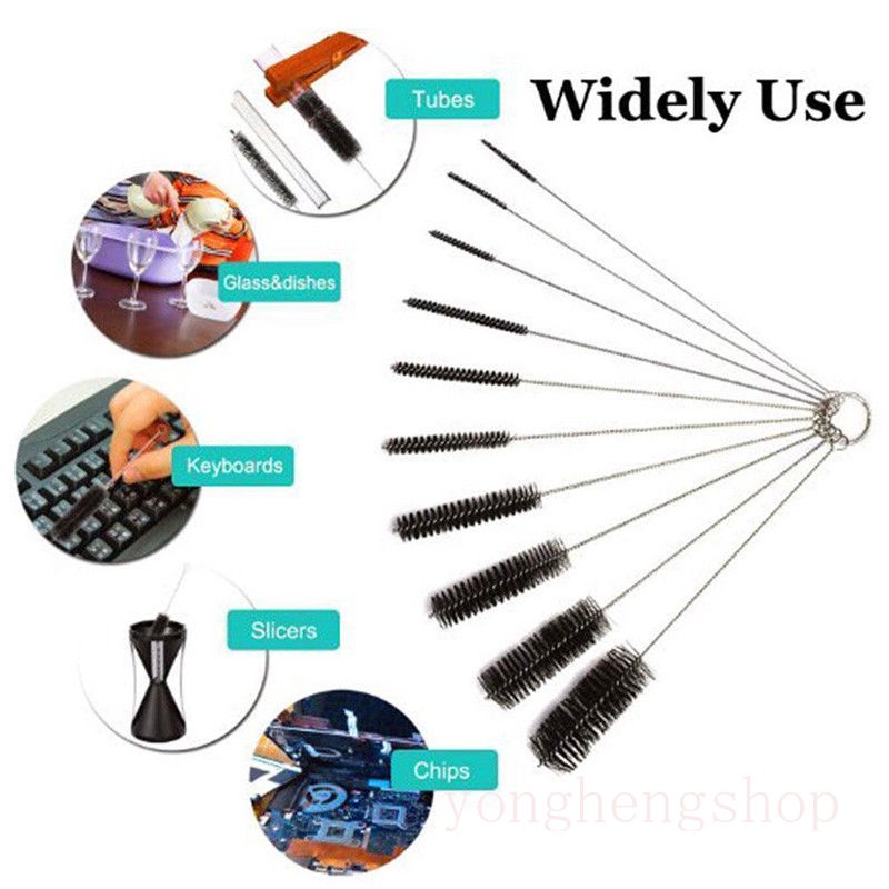 10pcs/set Rumah Sikat Pembersih Nilon Set Tabung Reaksi Botol Sedotan Alat Cuci Cleaner Tabung Pipa Alat Pembersih Keyboard Brushes