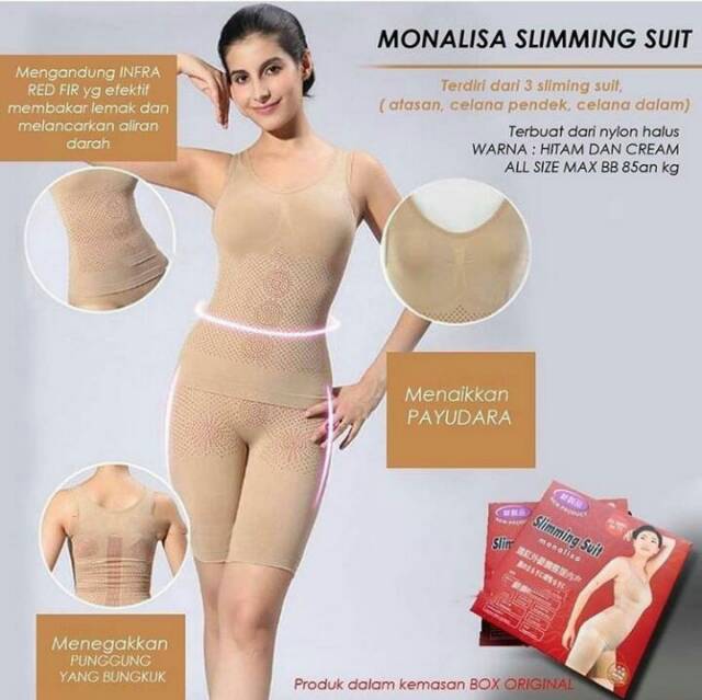 MONALISA SLIMMING SUIT WITH INFRARED 1 SET ISI 3 KORSET BAJU PELANGSING UNTUK GYM SENAM OLAHRAGA