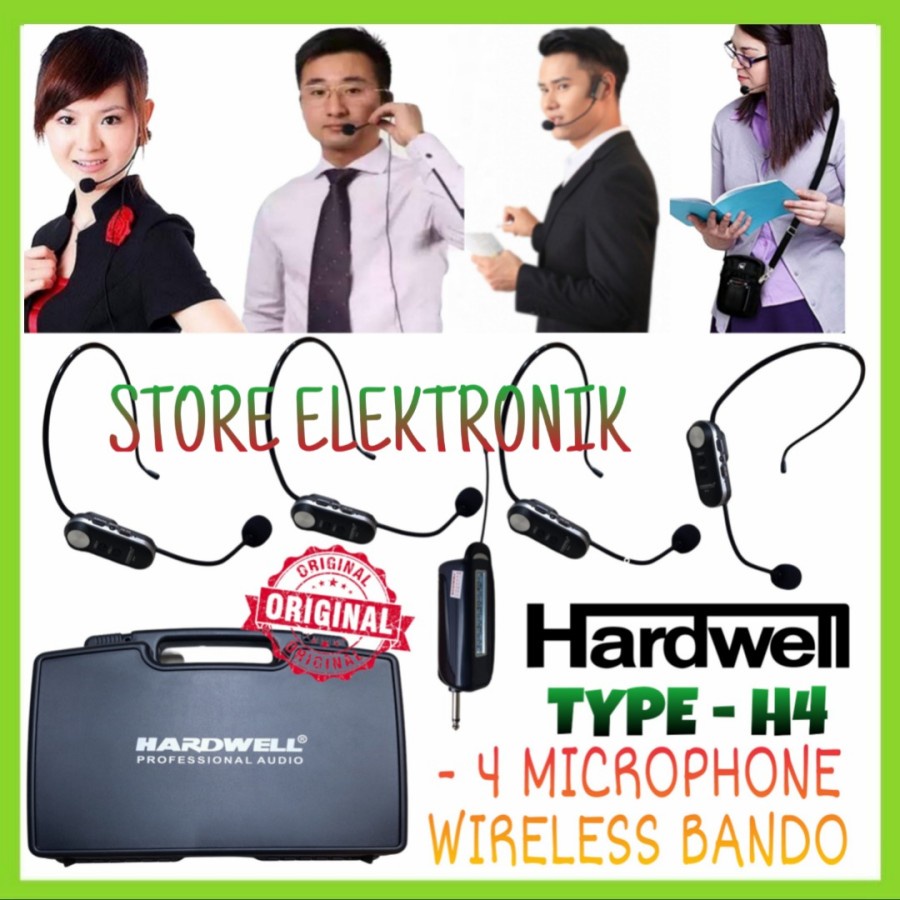 Mic Wireless Bando HARDWELL H4 Buat Zoom Meeting 4 Microphone Karaoke