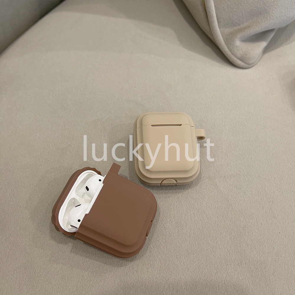 Airpods Pro Case Headphone Skin Feel Silikon Lembut Simply Brown Apple Gen2 Earphone Inpods i12 Cover1/2/3 Inpod Airpod Cases