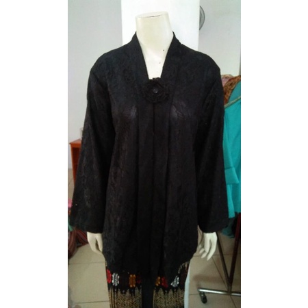 (BrP120/130) Kebaya floy Super & Giga JUMBO BROKAT glitter busui full furing KeroncongBusana-Hitam