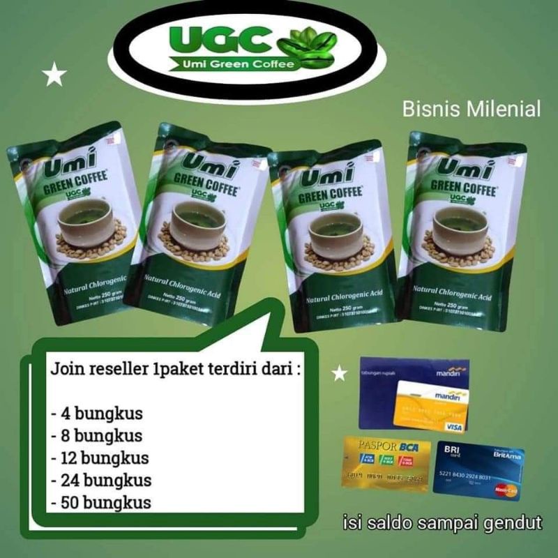 Umi Green Coffee Pelangsing Original paket 4 bgks Peluntur Lemak BPOM Herbal Alami