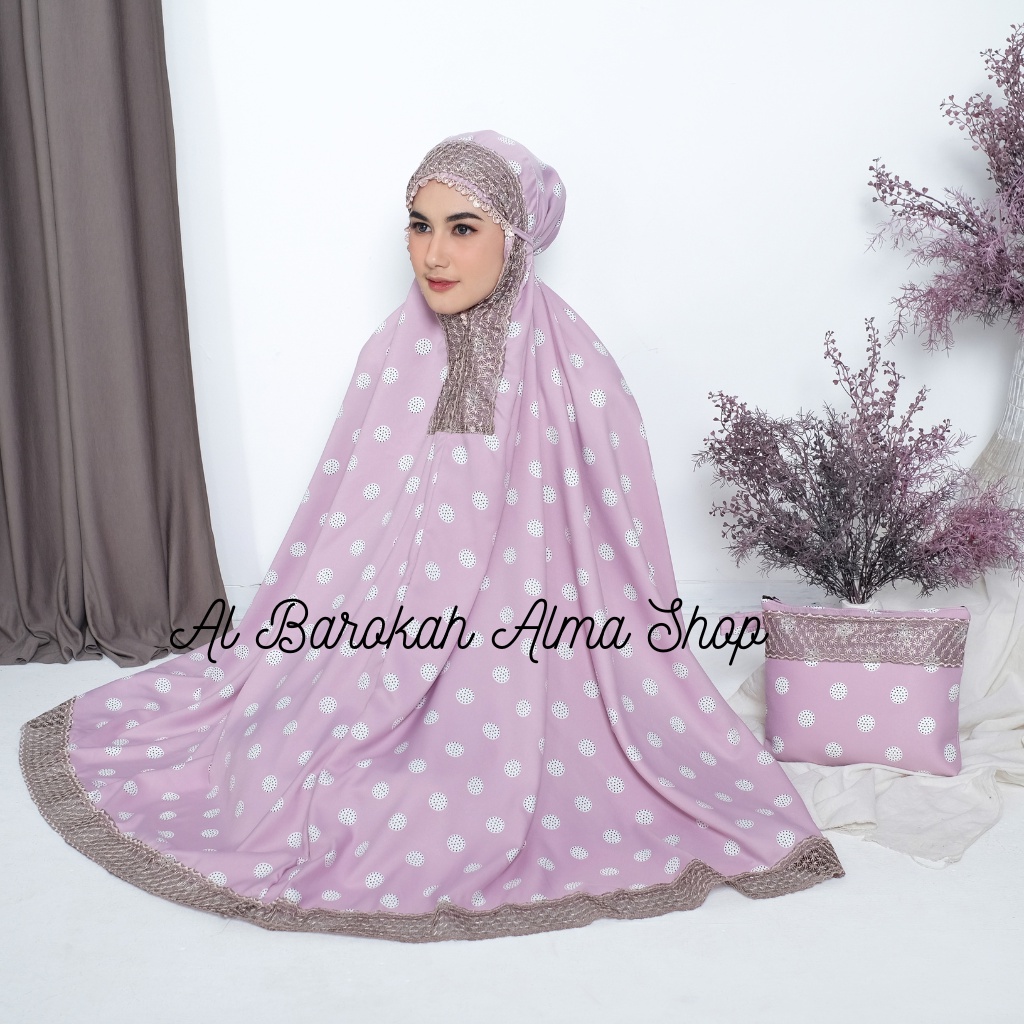 Mukena Dewasa Shakilla Printing Polkadot Jumbo Al Barokah Alma