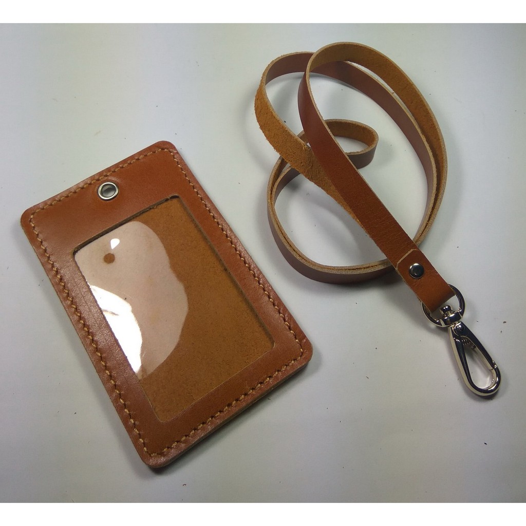 

ID card holder kulit asli model gantung-TAN