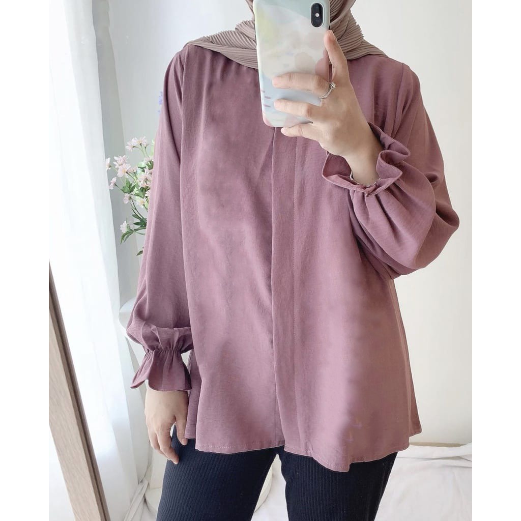 BEFAST - ZEC OOTD Wanita Blouse EGA / Cana Blouse CRINCLE / Blouse Kasual / Atasan Lengan Panjang / Blouse Kekiniaan Remaja / Keluaran Terbaru 2022 / Blouse Formal