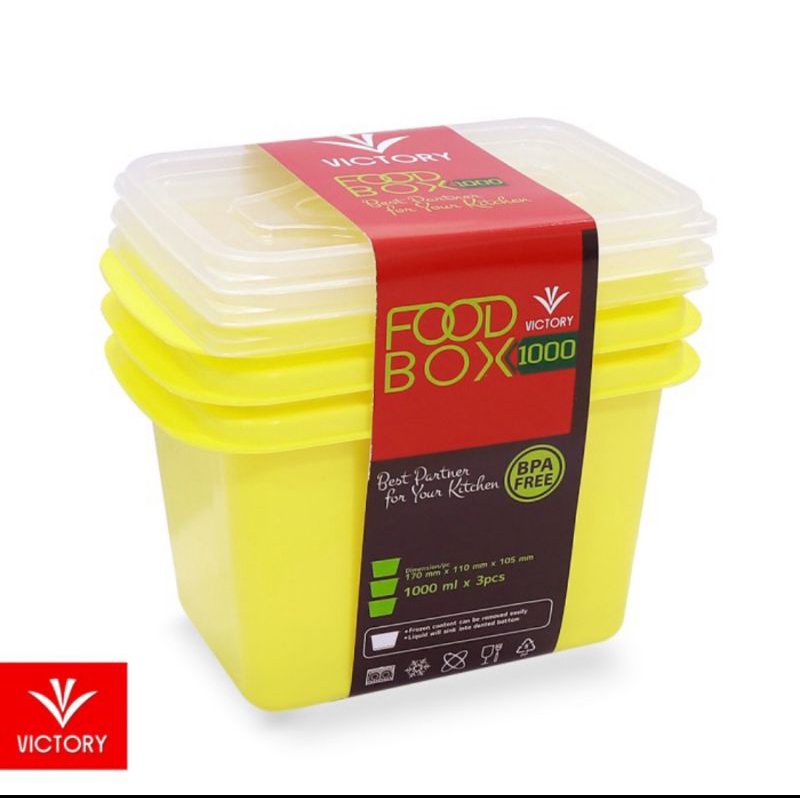 3 pcs FOODBOX 1000 ml Kotak Makan Plastik Victory tersedia / box makan foodgrade