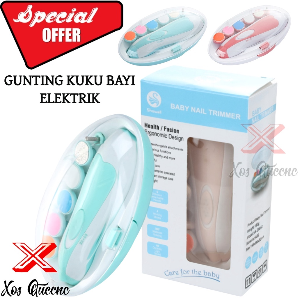 [XOQ] BABY SET NAIL TRIMMER / GUNTING KUKU BAYI ELEKTRIK 6 IN 1 MENICURE PEDICURE / ALAT POTONG KUKU BAYI