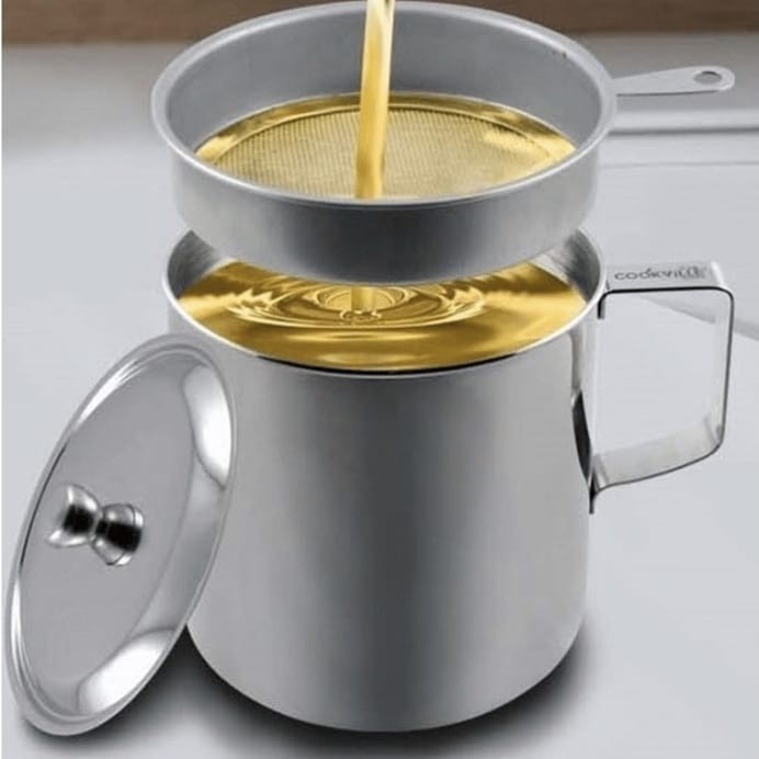 Oil Pot Wadah Saringan Minyak Goreng Anti Karat Premium | Stainless Steel Kitchen Oil Pot [SS]