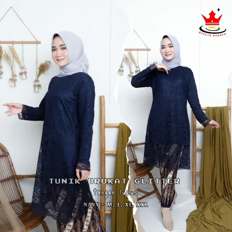 IndahKebaya | SETELAN KEBAYA DAHLIA BROKAT / KEBAYA KURUNG MODERN / TUNIK BROKAT JUMBO/KEBAYA MUSLIM