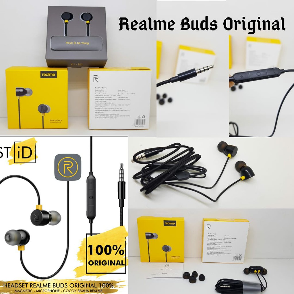 Headset Realme Buds ORIGINAL Handsfree REALME BUDS ORI In Ear Earphone Sporty with Microphone 3.5mm