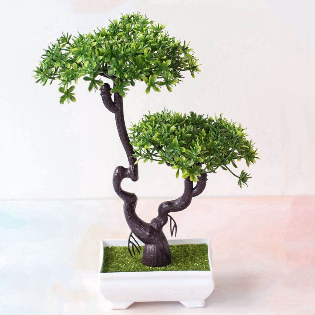 AM569 Bunga Plastik / Pajangan Bunga Artifisial / Vas Petak-Hijau