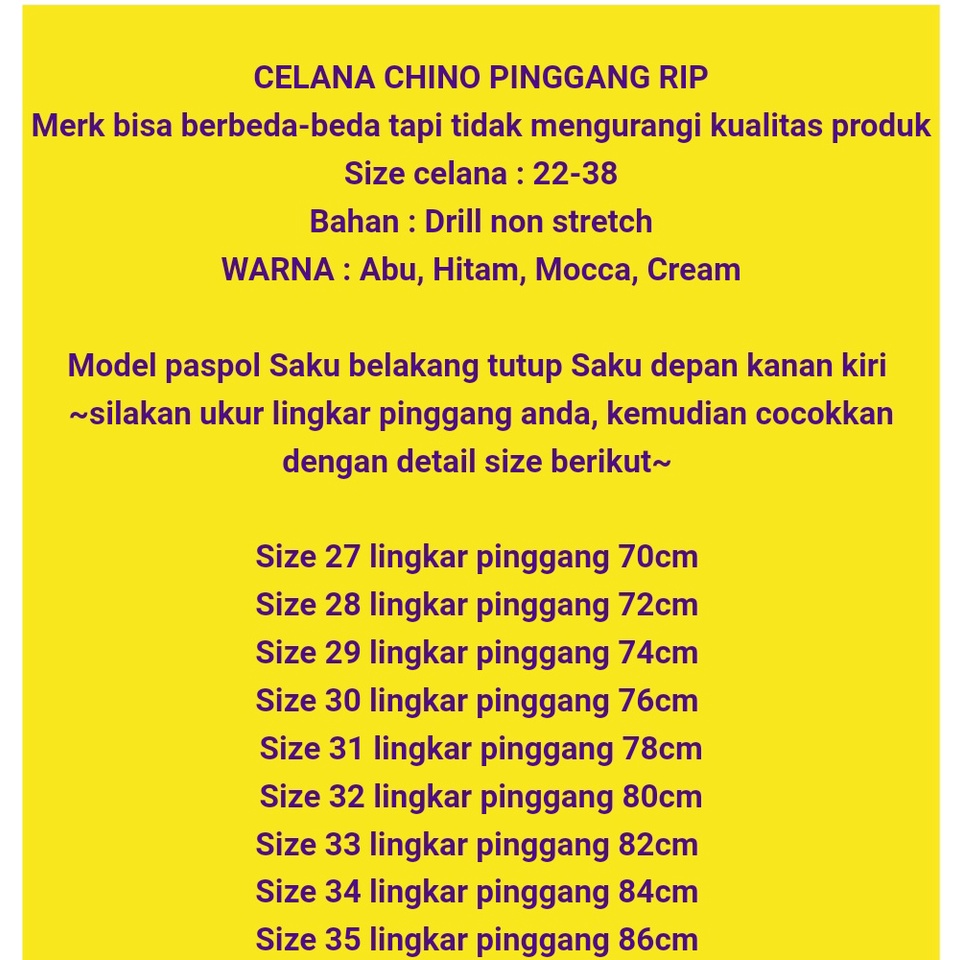 CELANA CHINOS MODEL KOLOR PANJANG//CHINO KOLOR PANJANG PRIA//CELANA PANJANG CHINO PINGANG KARET - Celana Chino panjang Model Rip Kolor Hight Quality Stretch Pinggang mulur Karet/ Celana chino panjang pingang karet