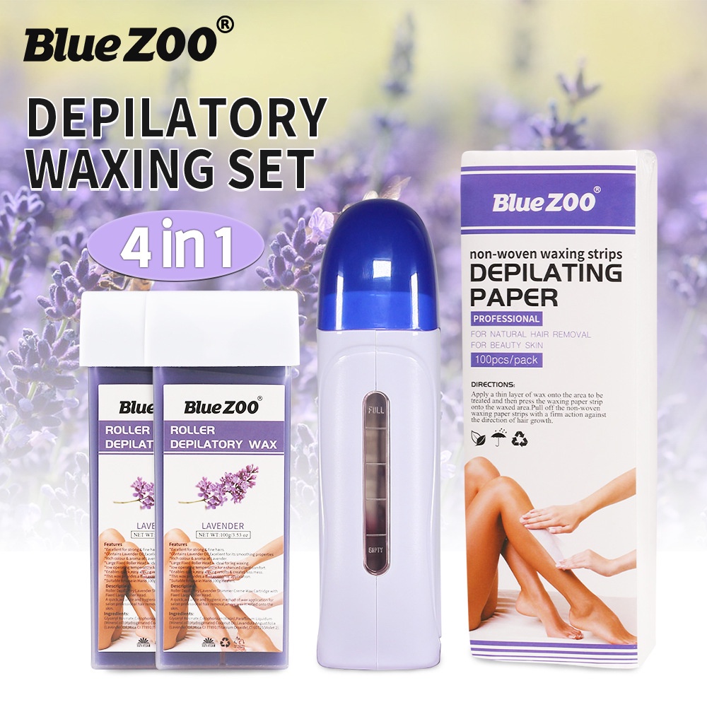 BlueZOO 4 in 1 Wax Roller Depilatory Waxing Heater Kit