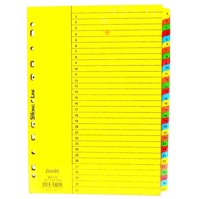 

Divider Bantex 1-31 A4 6052 Cardboard Pembatas Ordner