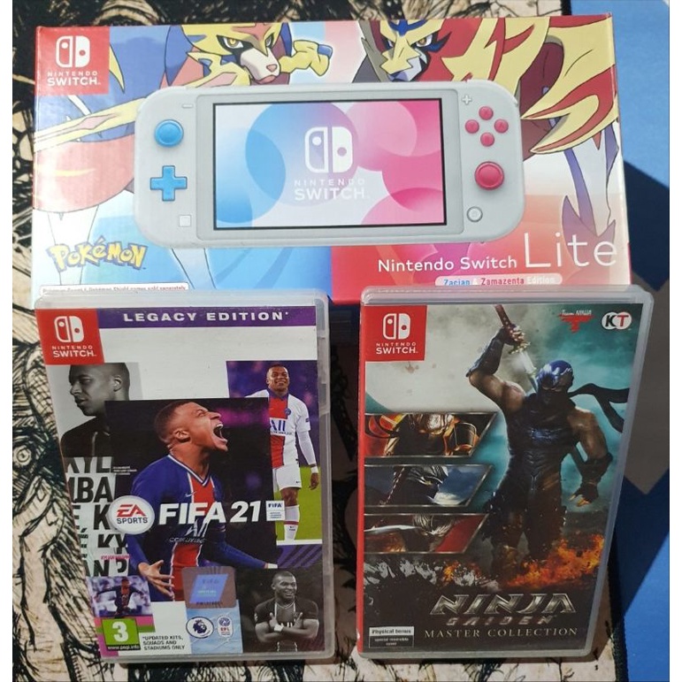 Promo Nintendo swich lite editions zamazenta original plus bundling cartridge ninja gaiden dan fifa 