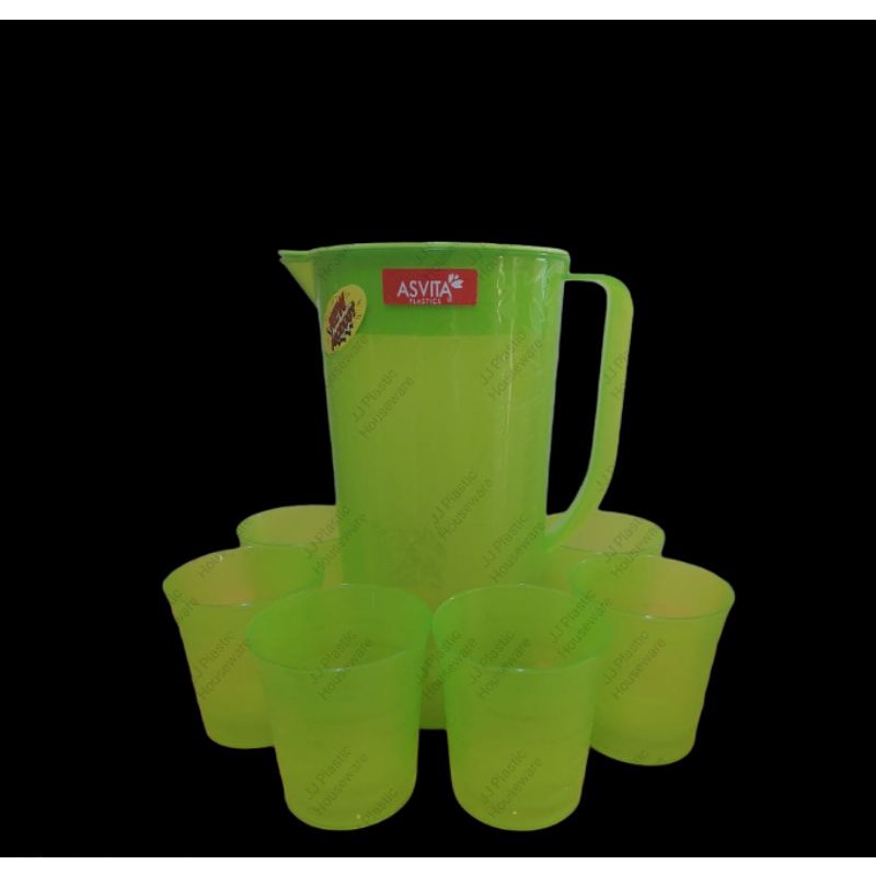 Teko set gelas plastik/eskan set gelas 6 + teko 2,2ltr Florencia Asvita