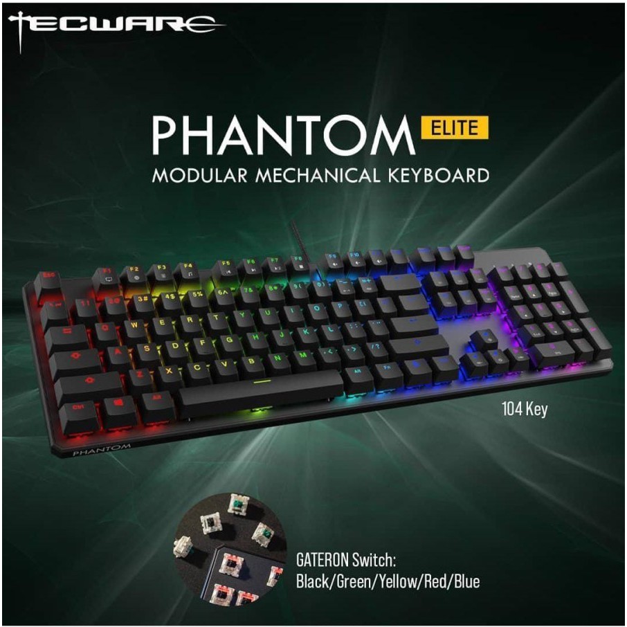 Tecware Phantom Elite 104 Fullsize RGB Gateron Mechanical Keyboard ||