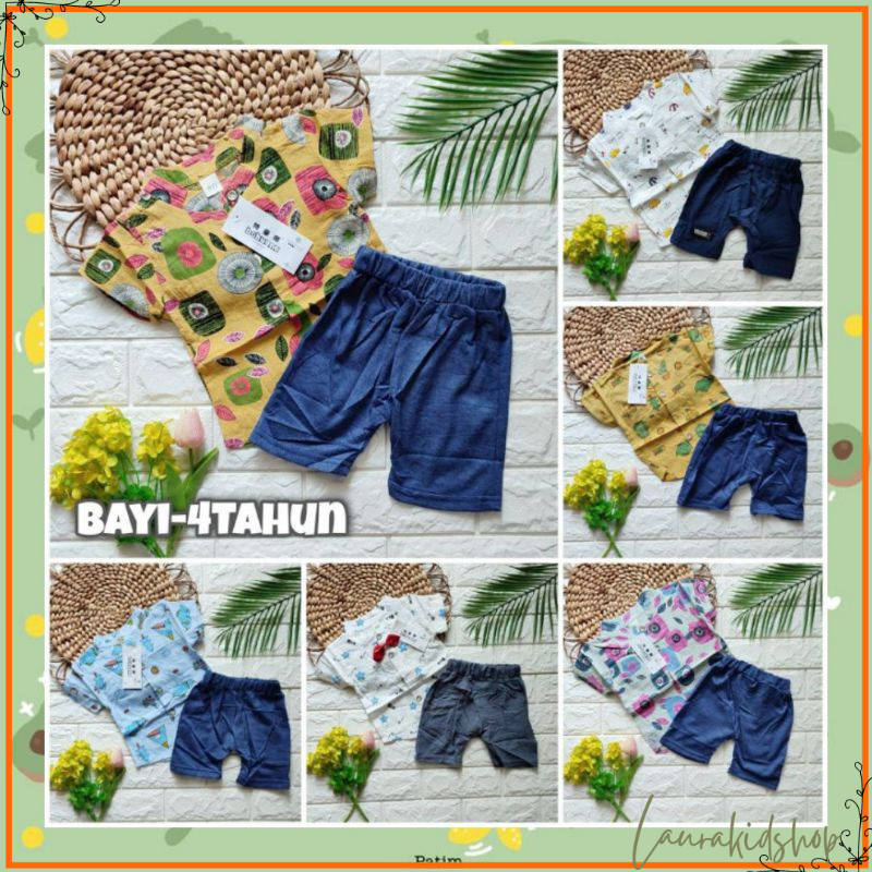 Setelan Kemeja/ Kemko Anak Cowok Import Premium Bayi - 4 Tahun