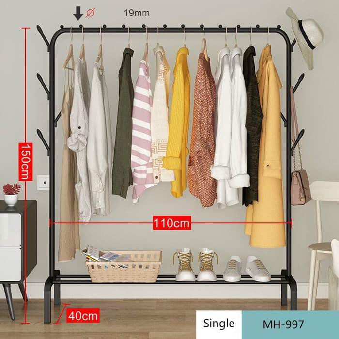 BISA COD Stand hanger Gantungan Baju Rak Lemari Gawang Jemuran Stand Hanger Butik Tempat Pakaian Sepatu HSH103 Single Double