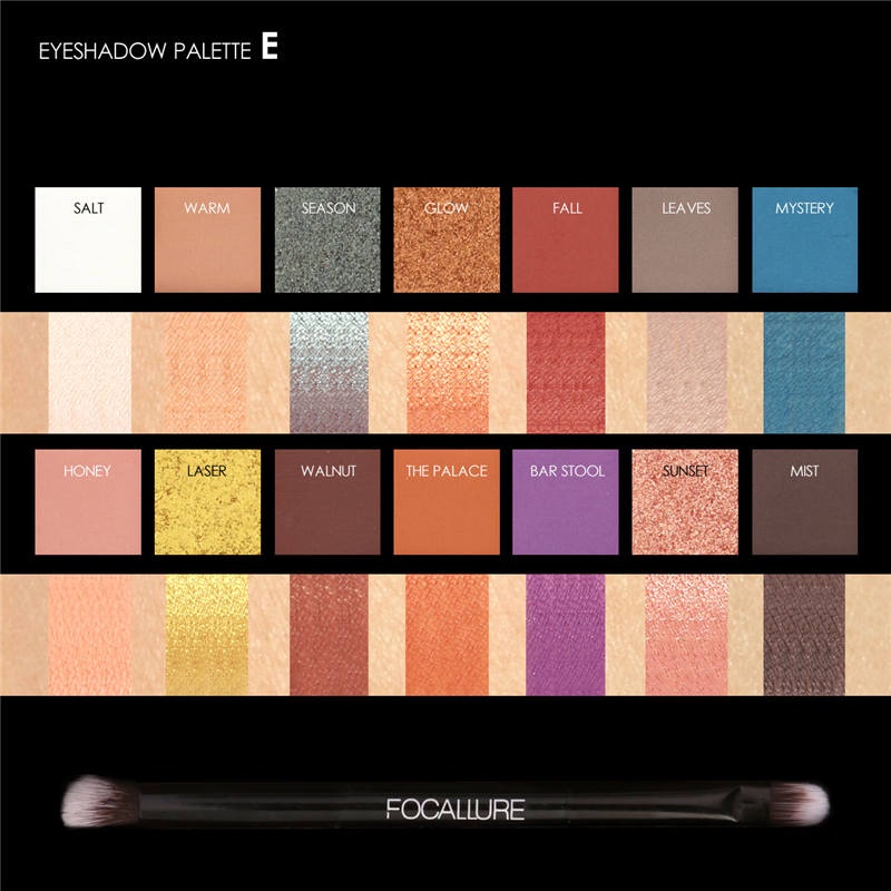 FOCALLURE Eyeshadow Palette With Brush- 14 Colors FA49 (100% Original, BPOM Certified)