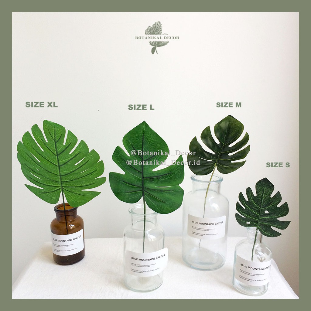 Artificial Leaf Mini Monstera Collection Daun Hijau Palsu Plastik Buatan Dekorasi Hiasan Pajangan