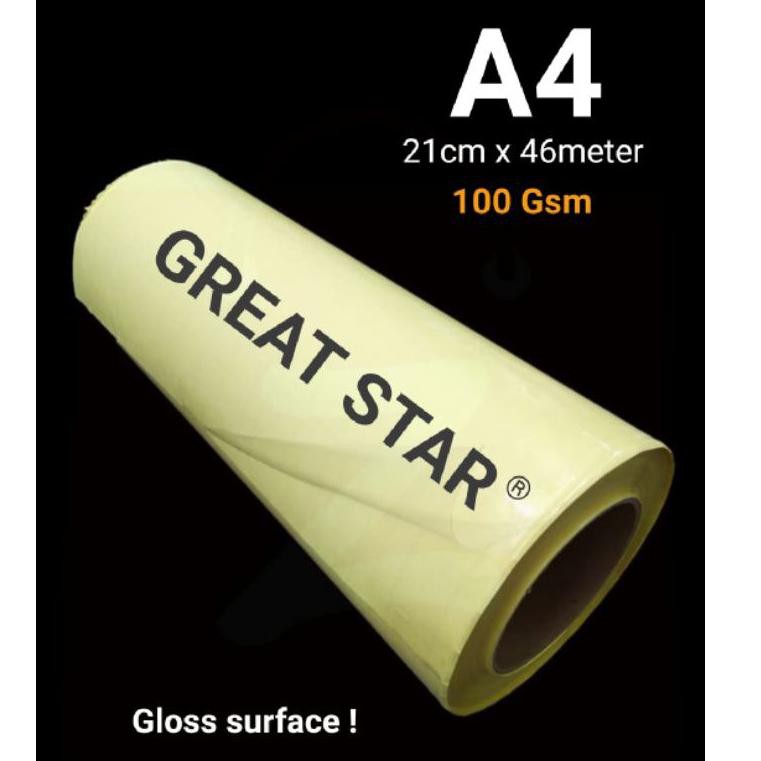 

[KODE E559] Cold Lamination Glossy/laminasi dingin A4/A4+roll 21-22-23cm x 46m x 100gr