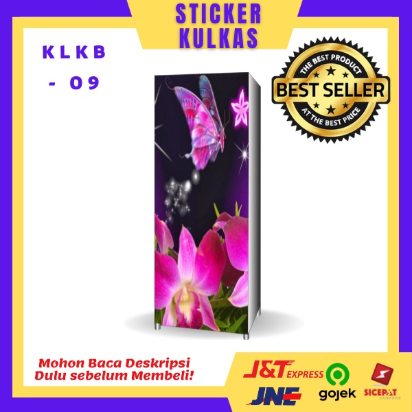 Sticker Kulkas 1Pintu motif bunga / KLKB / Printing hires/Surabaya