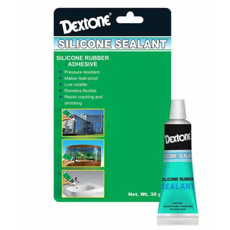 Lem kaca silicone sealant DEXTONE 30gram 70gram bening - lem aquarium sealer rubber adhesive