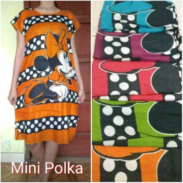 DASTER MIDI ECER MURAH MOTIF KARAKTER Yukensi Tanpa Lengan Bahan Katun Rayon