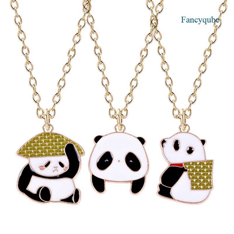 Fancyqube Kalung Hias Liontin Kartun Hewan Panda Kucing Anjing Kelinci Bunga Awan Untuk Wanita