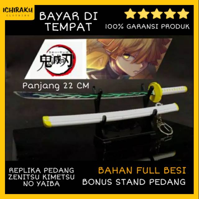 Gantungan Kunci Anime Pedang Zenitsu Kimetsu No Yaiba Keychain Sword Replika