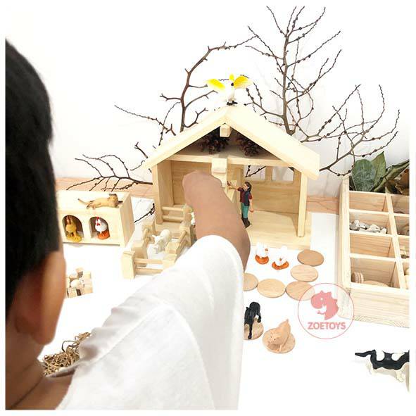 Zoetoys Wooden Farm House Complete Set | Mainan Edukasi Anak