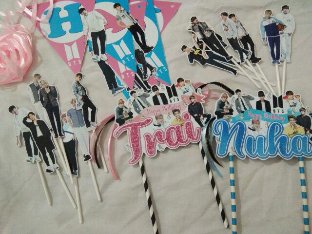  BTS  Kpop Flag Bunting Birthday Hiasan  Dinding Ulang  