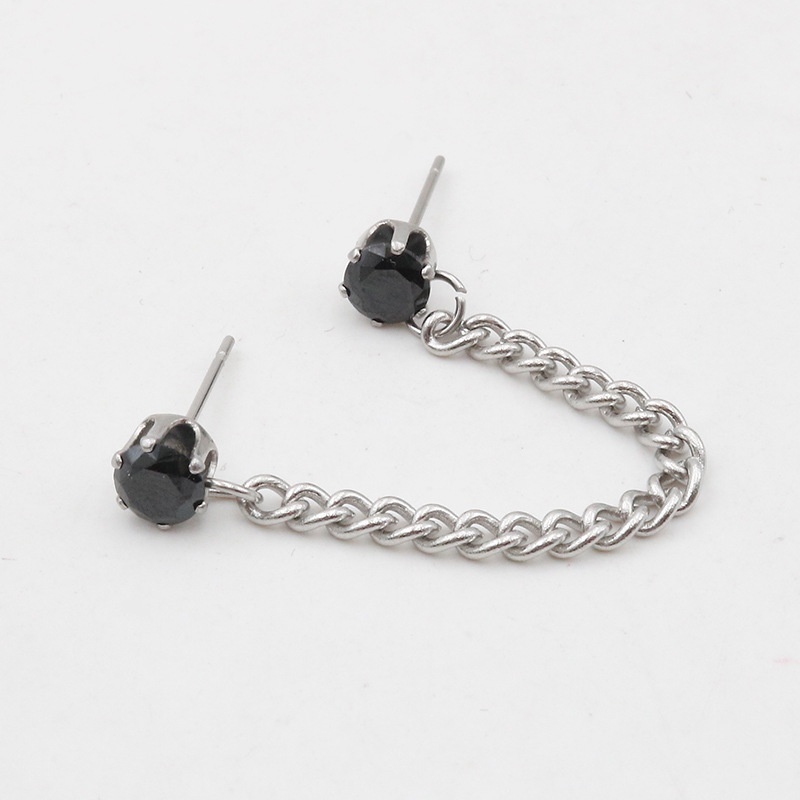 Anting Rantai Tindik Telinga Bahan Stainless Steel Gaya Punk Hip Hop Untuk Pria