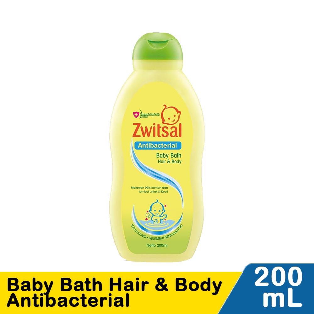 Zwitsal Baby Bath Milk And Honey 200 ml / Baby Bath Natural With Telon 200ml 200 ml / 2in1 Antibacterial Anti Bacterial 200ml  / Hair &amp; Body Aloe Vera 200ml + Free Zwitsal Detergent 40ml