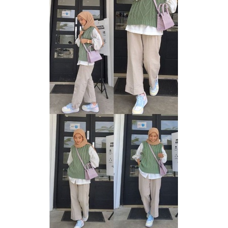 Ootd vest rajut hijab