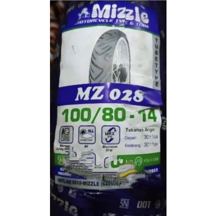 BAN MIZZLE MZ 028 100/80 RING 14 TUBE TYPE
