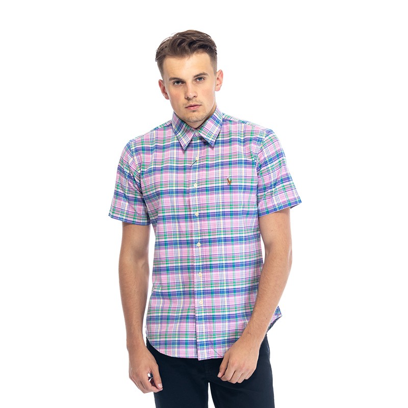 POLO RALPH LAUREN Shirt Custom Fit PINK-PURPLE-GREEN  Men M0282