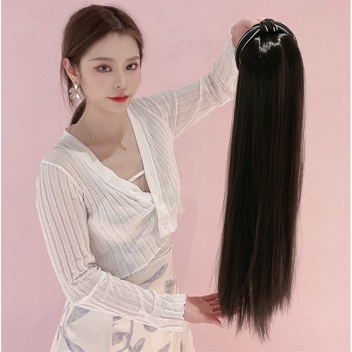 Wig Bando Cantik Wanita Simple Style Long Straight Korean Version / Bando Wig Lucu Panjang 65 cm