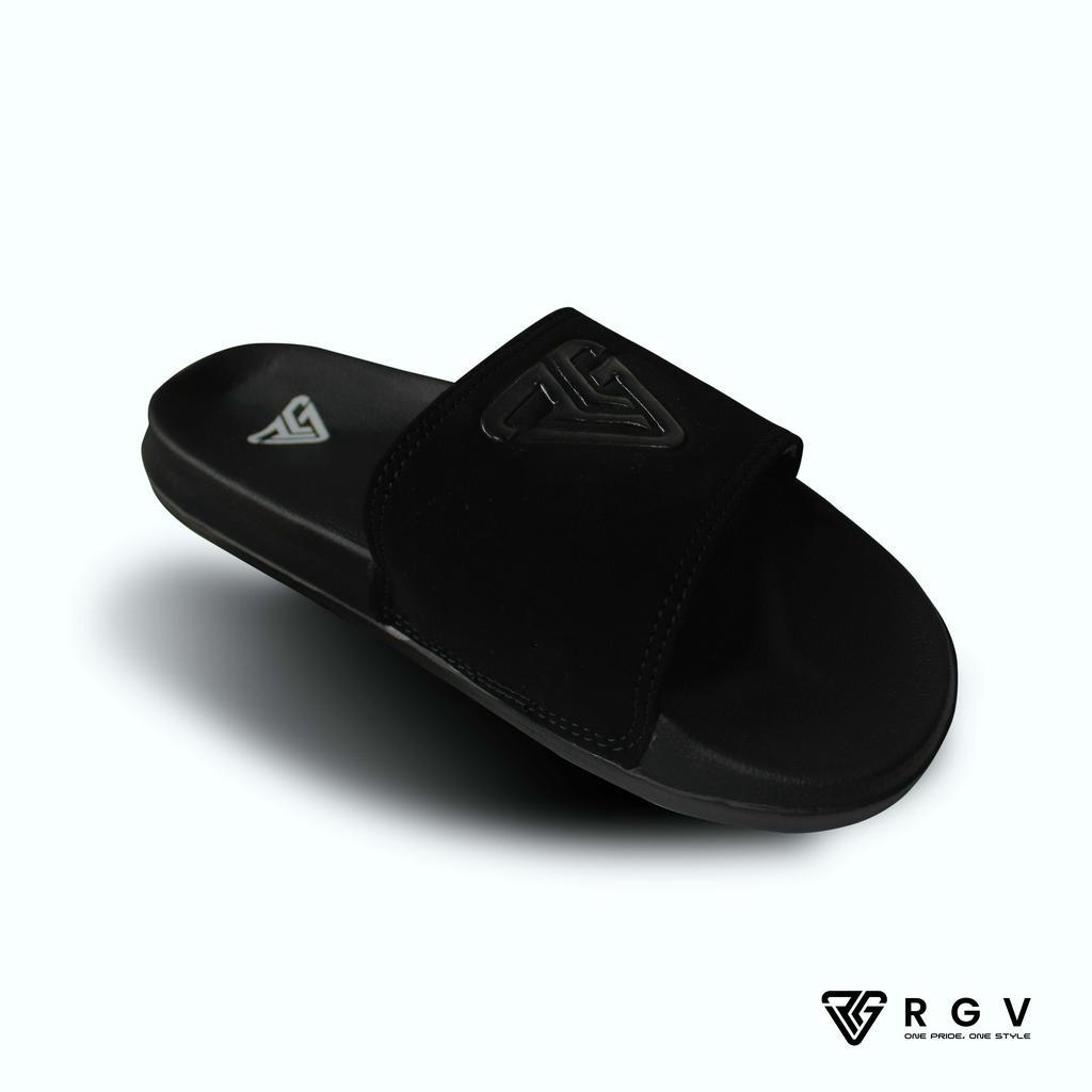 RGV - SANDAL PRIA DAN WANITA SLIDE SLIP ON SENDAL ANTI LICIN RINGAN SELOP LOGO BLACK