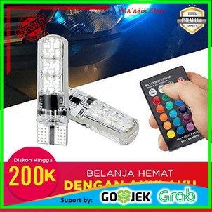 Cuci Gudang T10 LAMPU LED MOBIL MOTOR T10 RGB  SMD ISI 2PCS  REMOTE