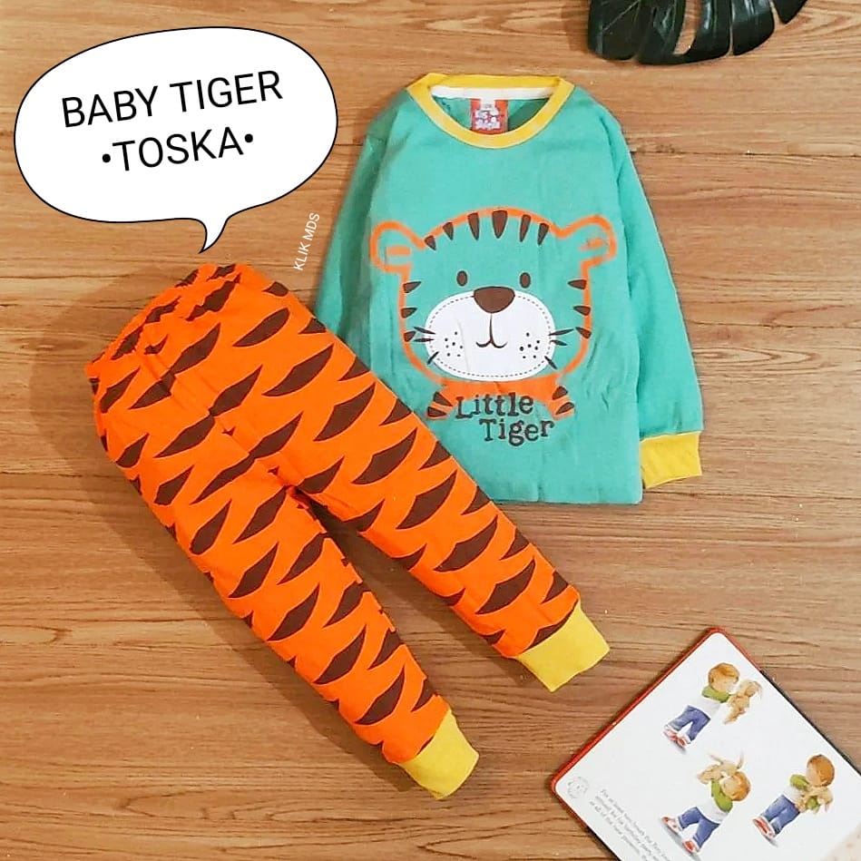 Klik Mds Setelan Baju Tidur Anak Bayi laki-laki Usia 0-18 Bulan Motif Baby Tiger / Setelan Bayi Laki