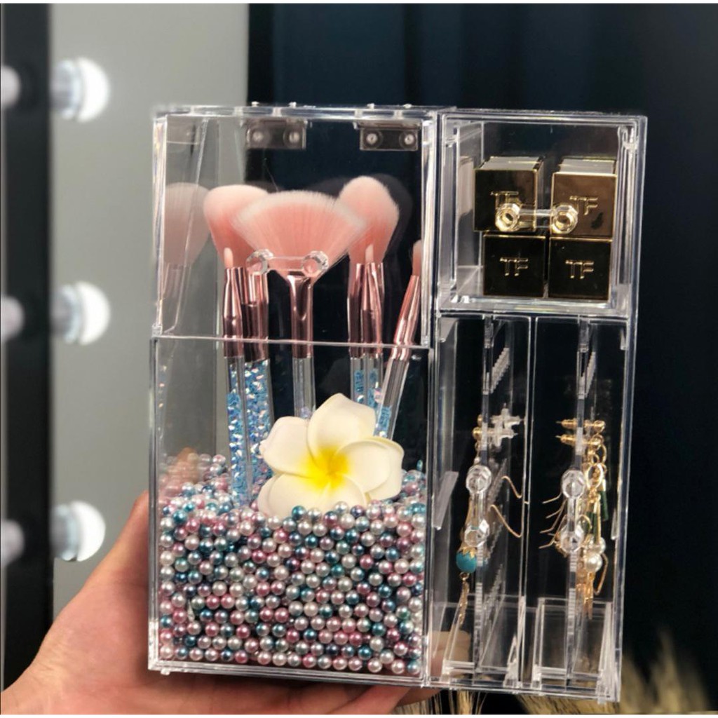 LFS-GC503 Rak Organizer Multifungsi Brush Make Up + Mutiara Rak Anting Acrylic Impor
